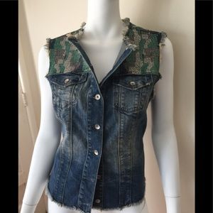 Gaudi Jeans distressed shirt/vest w/embellishment